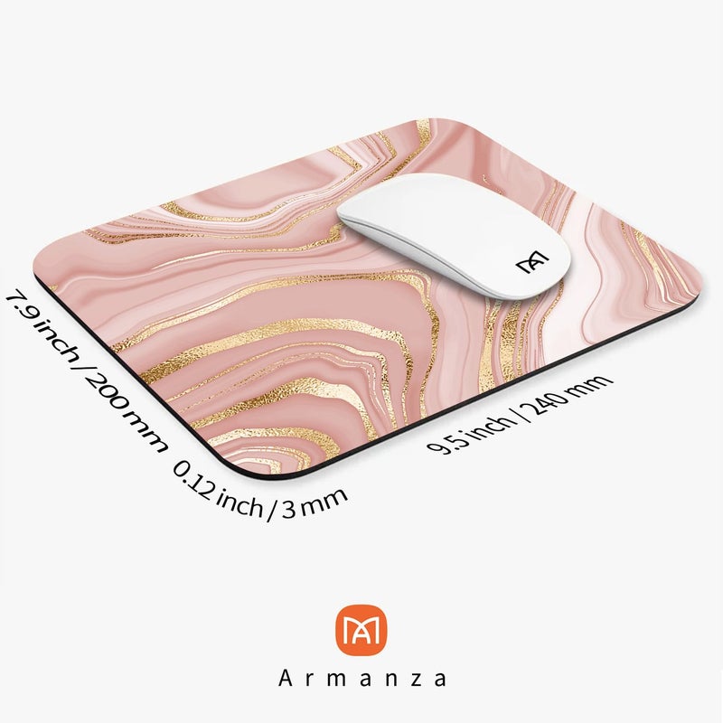 Armanza Square Mouse Pad Pink Gold,Personalized Premium-Textured Custom Mouse Mat Design,Washable Mousepad Lycra Cloth,Non-Slip Rubber Base Computer Mouse Pads for Wireless Mouse - Image 2
